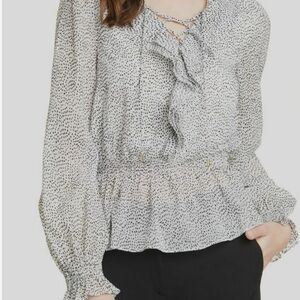 Ted Baker London Gray Peplum Blouse with Puff Sleeves